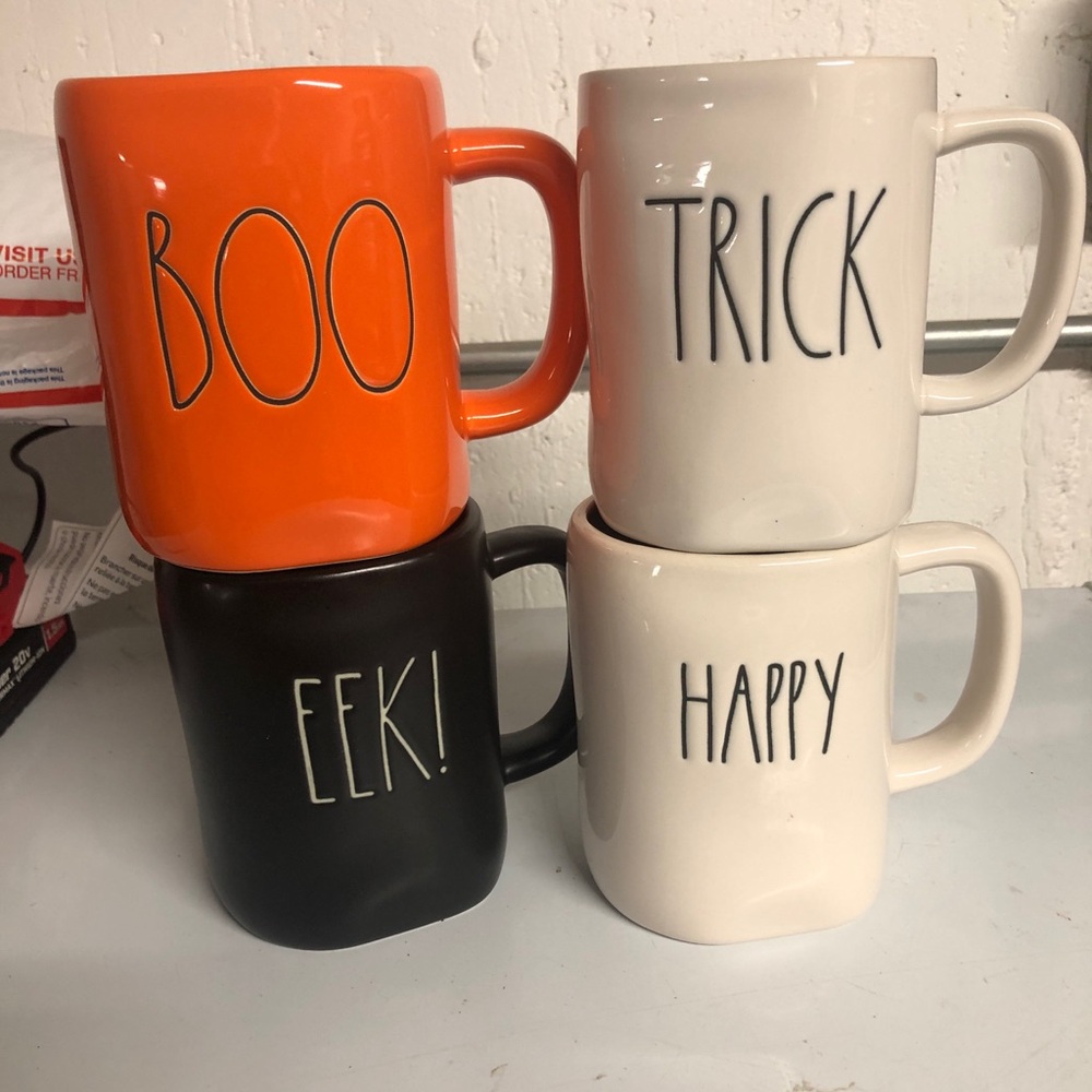 Rae Dunn Halloween Orange and Black Mugs
